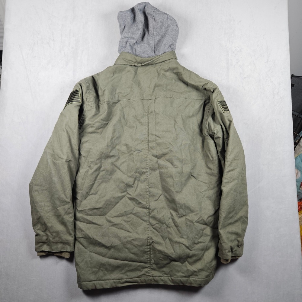 Dickies Hooded Canvas Jacket Mens Large Green Jeep Trail Rated USA Patches - Picture 2 of 9